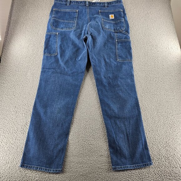 Carhartt Jeans Mens 40x32 Blue Relaxed Work‎ Utility Carpenter Pants Double Knee - Picture 14 of 16